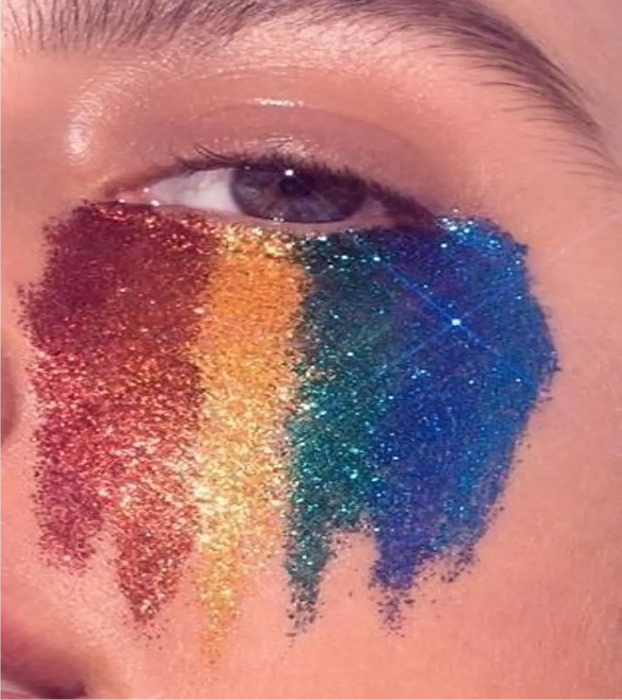 Festival glitter rainbow eye makeup